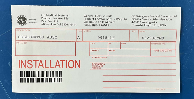 COLLIMATOR ASM (5130001/P9184LF) GE