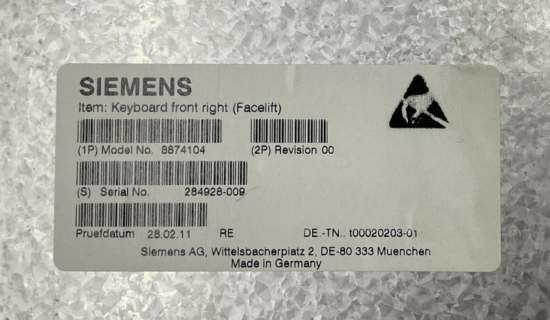 CONTROL PANEL FRONT RIGHT FACELIFT (08874104/8874104) SIEMENS