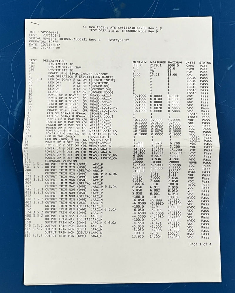 DETECTOR POWER SUPPLY NEW (2375101-5/SPS5692-5) GE