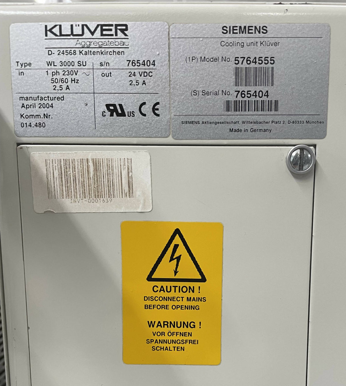 KLUVER COOLING UNIT (5764555/05764555) SIEMENS
