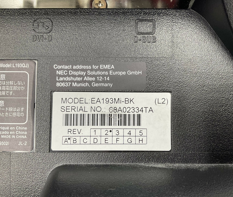 LCD MONITOR. NEC MULTISYNC EA193Mi (EA193Mi-BK (L193QJ) ) NEC/SIEMENS