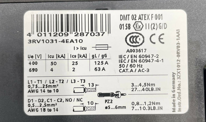 MOTOR OVERLOAD SW (3RV1031-4EA10/10161683) SIEMENS