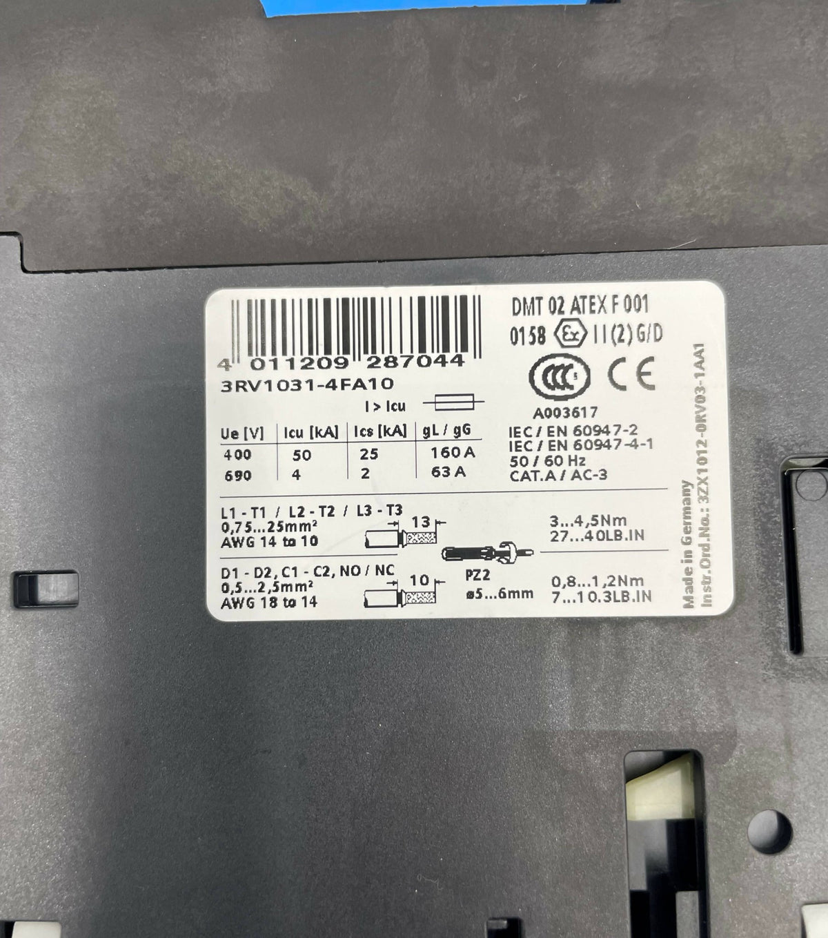 MOTOR OVERLOAD SW (3RV1031-4FA10/10161682) SIEMENS — Shop Med Parts
