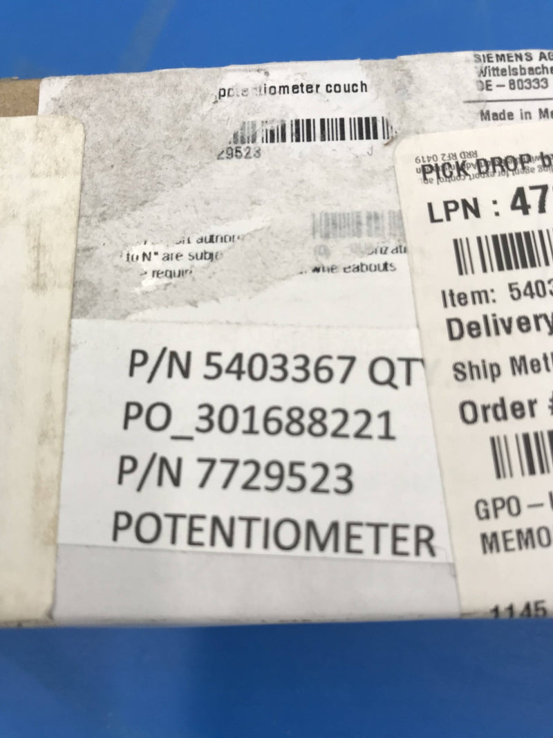 NEW Siemens Service Kit Potentiometer (5403367/07729523) Siemens