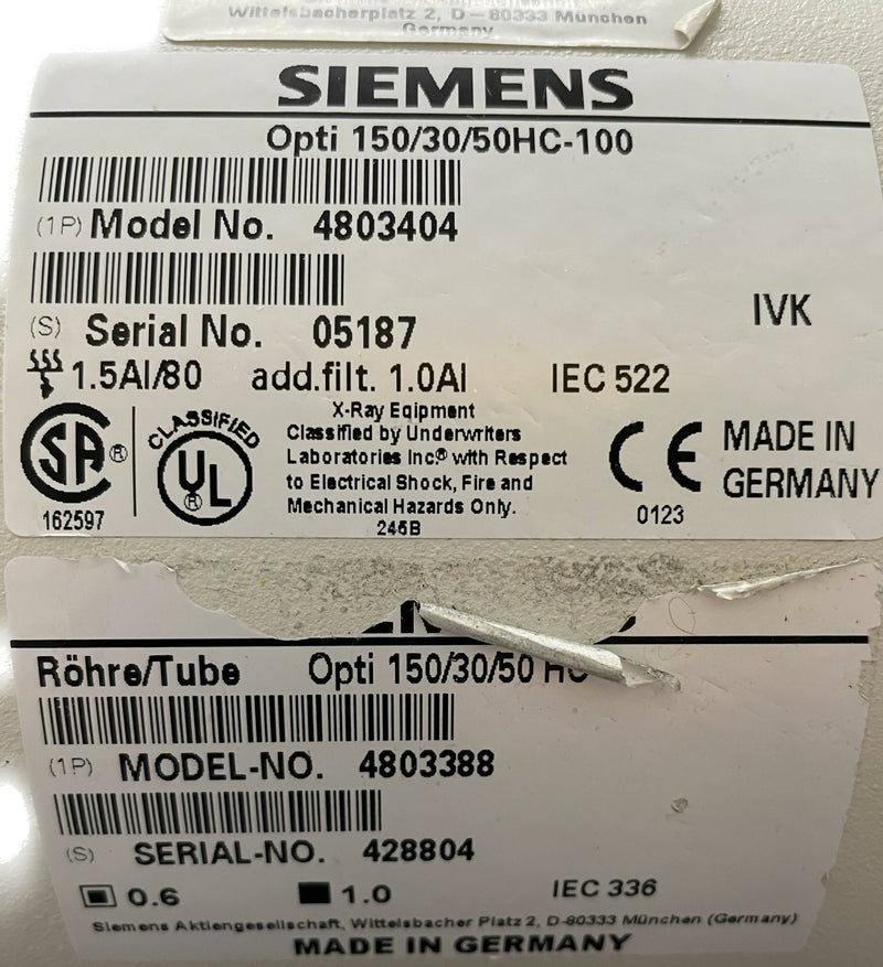 OPTI X-RAY TUBE (4803404/OPTI 150/30/50HC-100) SIEMENS