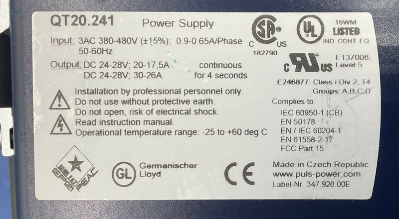 PULS DIMENSION POWER SUPPLY (U2) (QT20.241) SIEMENS