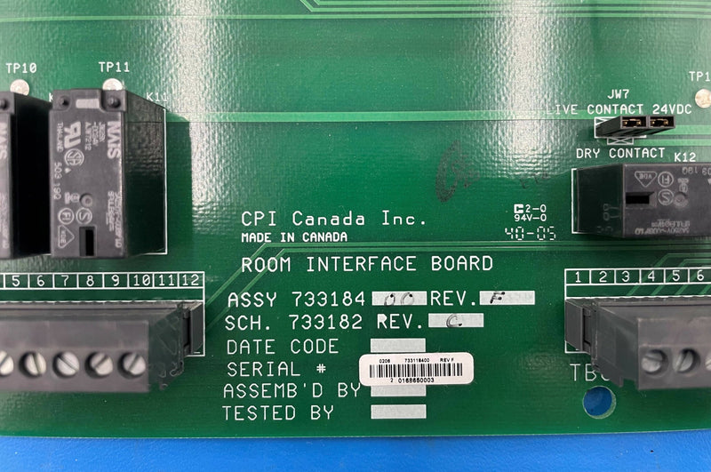 Room Interface Board (733184-00 Rev F/733182 Rev C) CPI