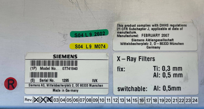 TUBE COLLIMATOR (07741940/7741940) SIEMENS