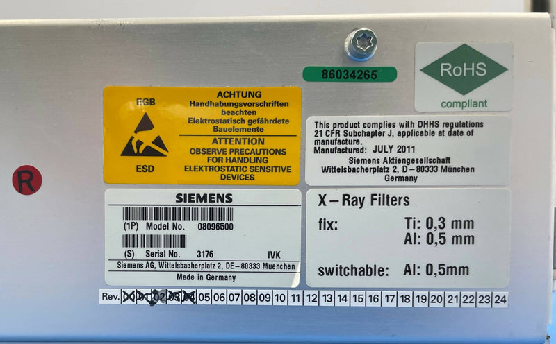 8097540 TUBE COLLIMATOR Z60 (8096500/8096617/8097540) SIEMENS — Shop Med Parts