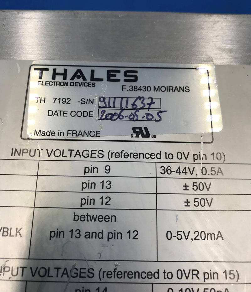 IMAGE INTESIFIER HV POWER SUPPLY (TH-7192) Thales