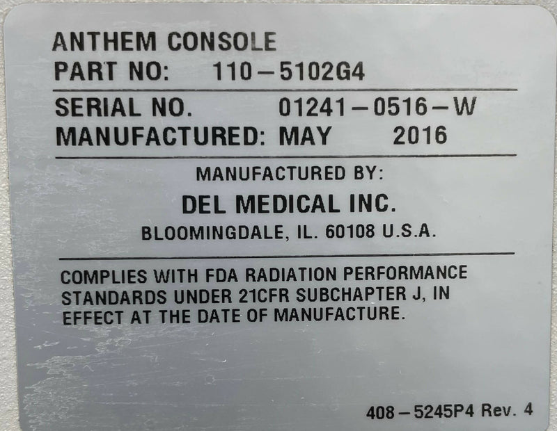 ANTHEM CONSOLE (110-5102 G4) DEL MEDICAL