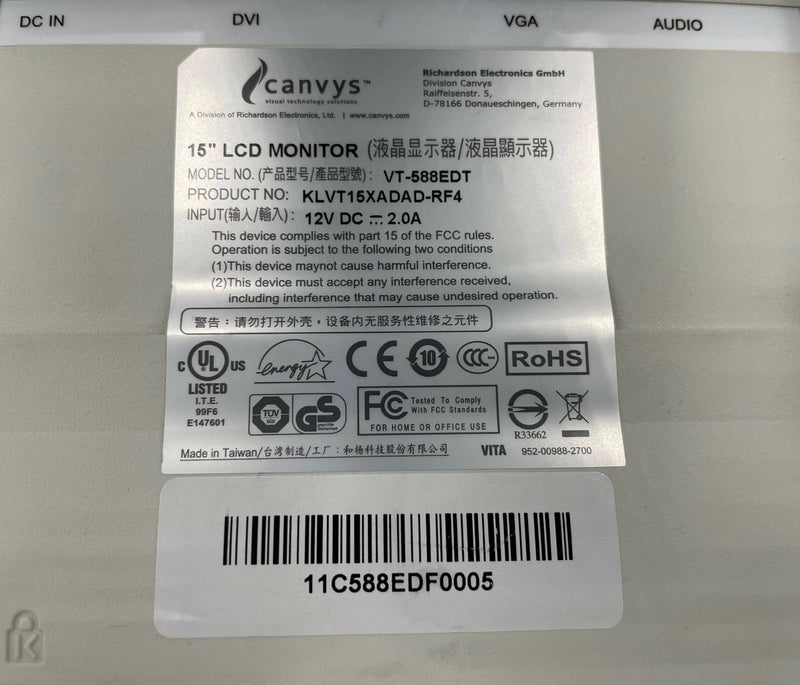 15" LCD TOUCH SCREEN MONITOR W/KEYBOARD (10093893/10545962) SIEMENS