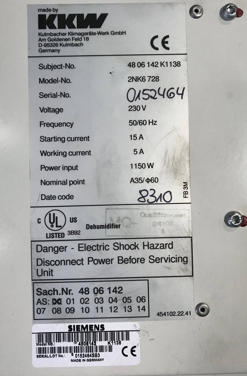 Dehumidifier (4806142) Siemens CT