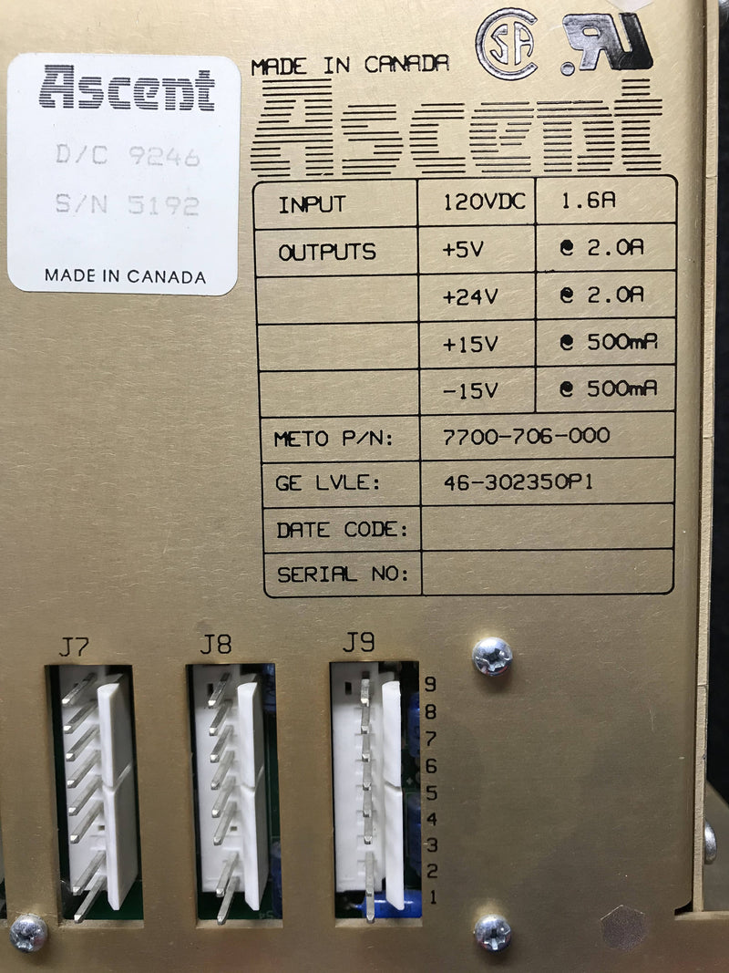 Ascent LVLE Power Supply (46-302350P1)GE AMX 4