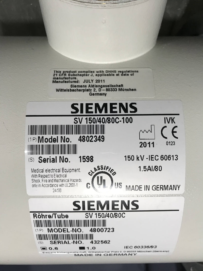 X-ray Tube (4802349/SV150/40/80c-100) Siemens