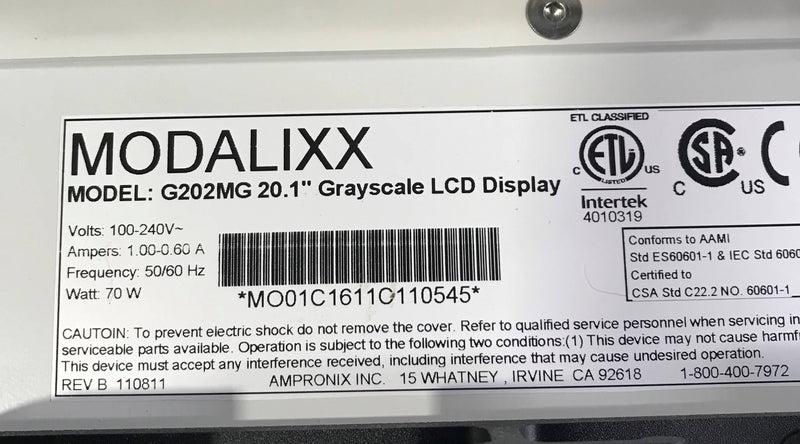 Modalixx LCD Display (G202MG 20.1)