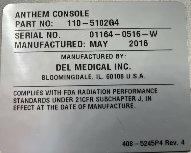 ANTHEM CONSOLE (110-5102 G4) DEL MEDICAL